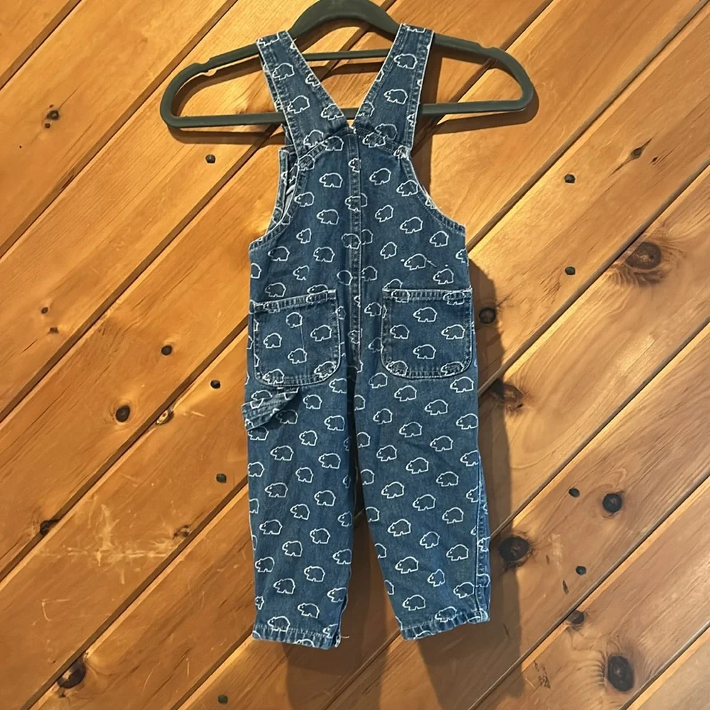 Vintage Carter's Baby Overalls, Playful Puppy Pattern, 90's Denim 12m